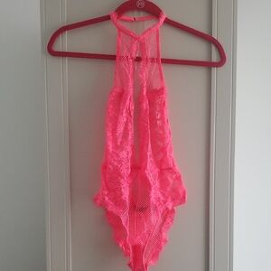 Victoria's Secret Neon Pink Lace Teddy